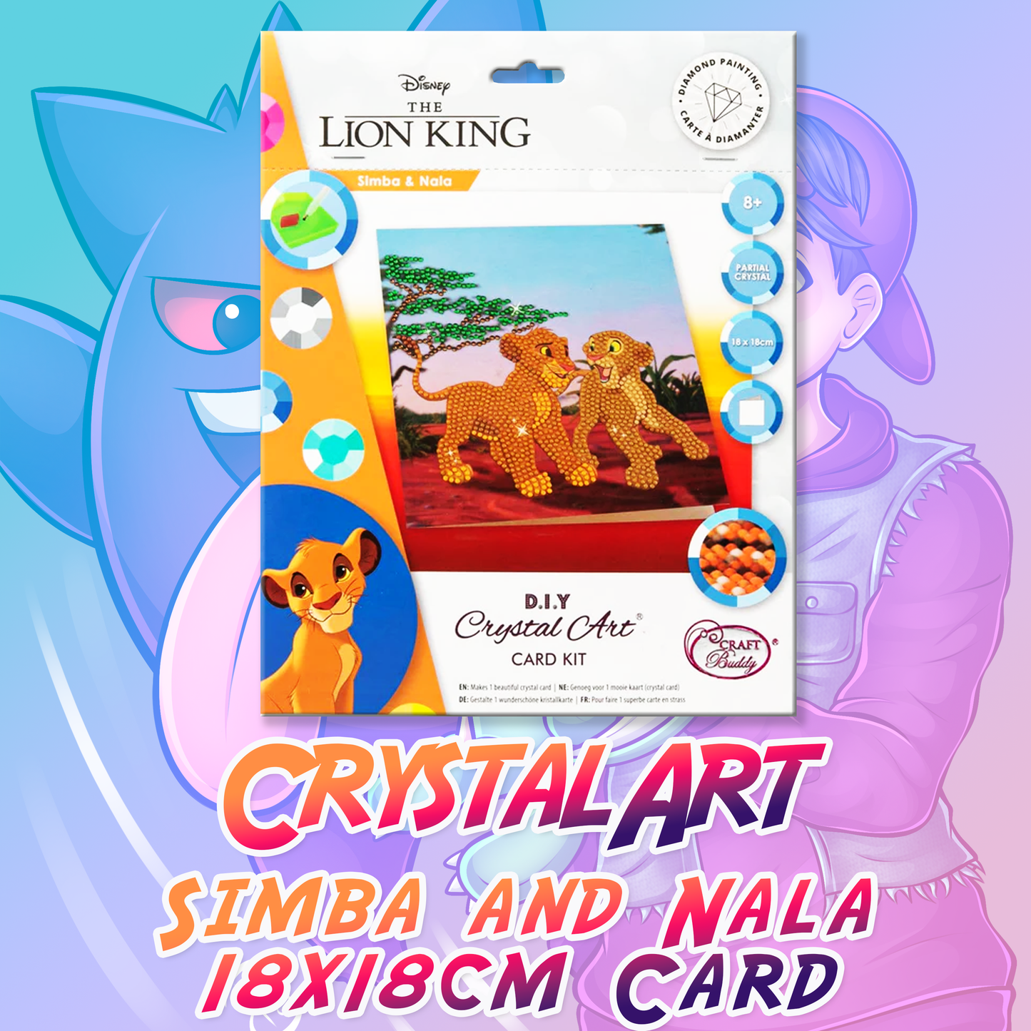 CrystalArt - Simba and Nala 18x18cm Card